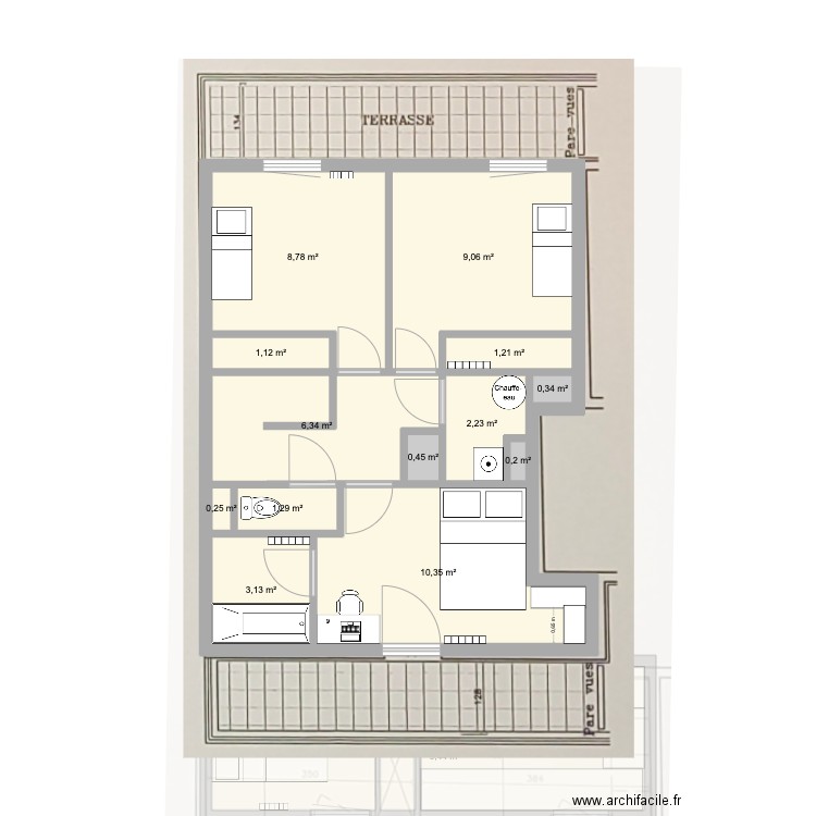Quai Garonne modif. Plan de 25 pièces et 109 m2
