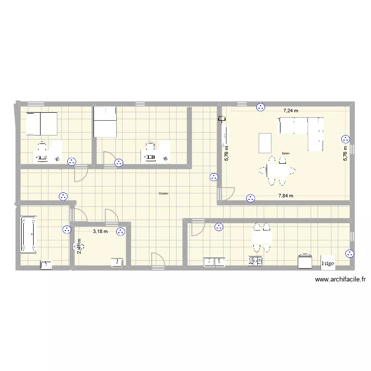 Appart fini. Plan de 3  et 181 m²
