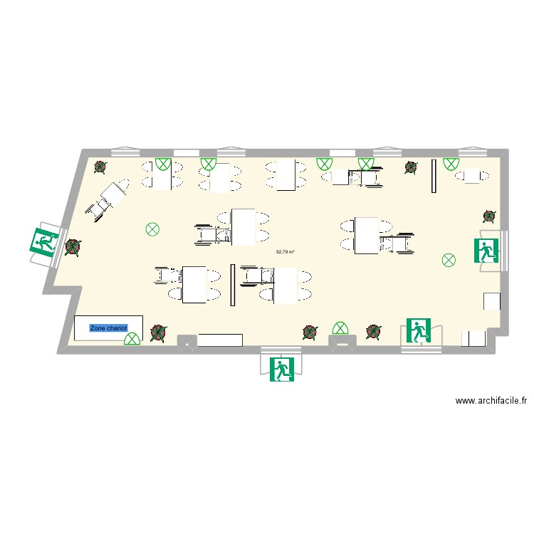 Plan salle à manger EHPAD-les jardins du Causses. Plan de 3 pièces et 93 m2