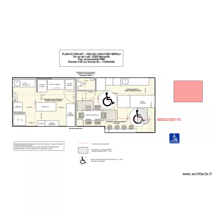 Vue dessus neroli - PMR. Plan de 2  et 45 m²