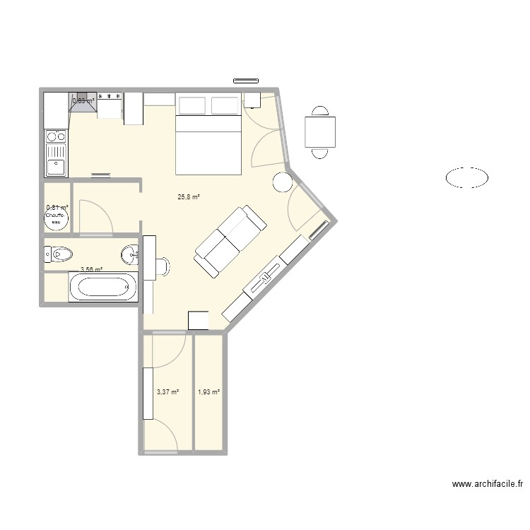 APPT BOULBI V2. Plan de 6 pièces et 36 m2