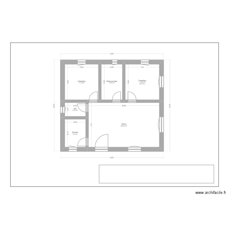 étage. Plan de 6 pièces et 67 m2
