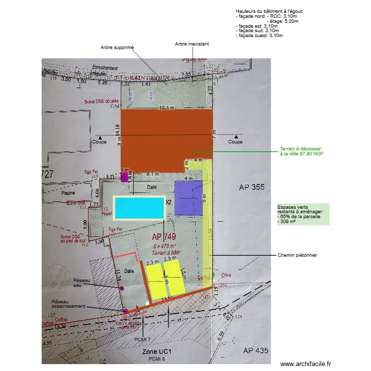Intégration, Piscine/Bassin/Pompe. Plan de 1 et 99 m² Intégration, Piscine/Bassin/Pompe. Plan de 1 et 99 m²
