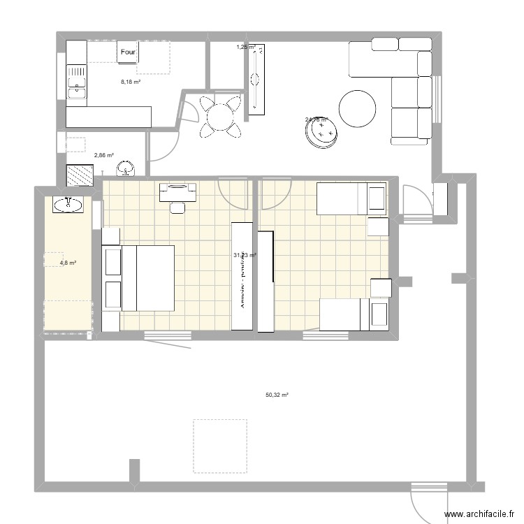 maison brahim a. Plan de 7 pièces et 123 m2