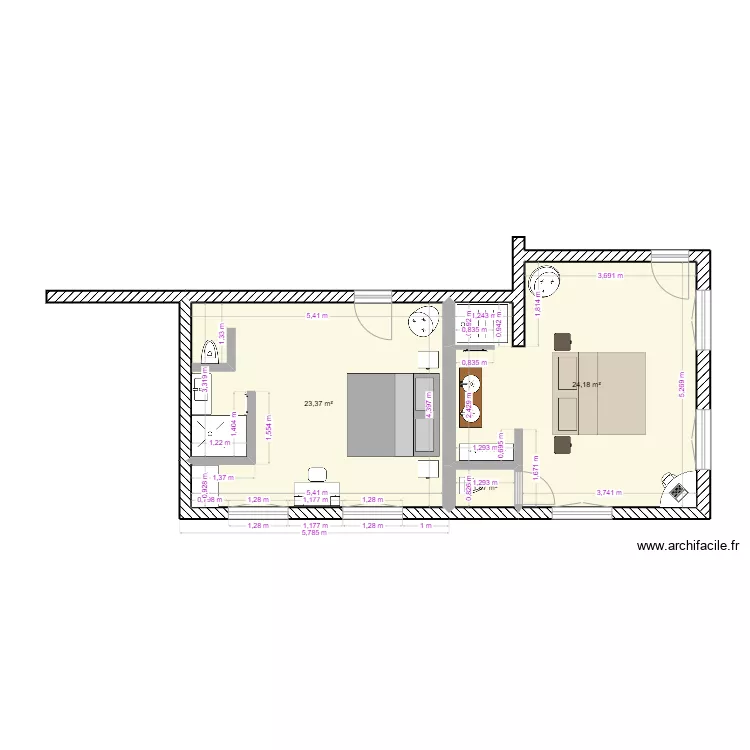 Belisama RDC chambre 5. Plan de 