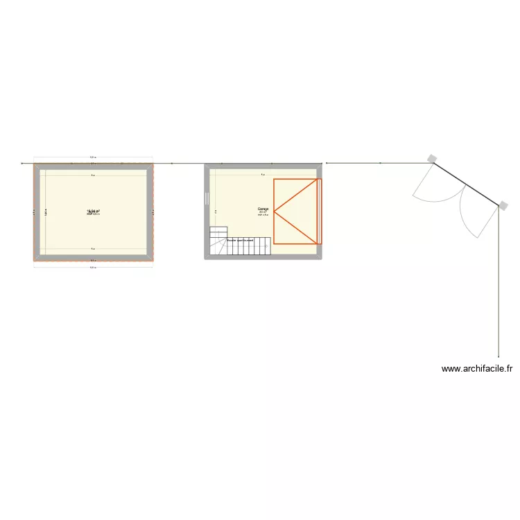 Garage. Plan de 2 Pièces et 40 m²