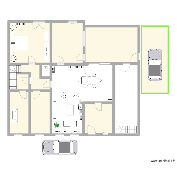 rdc_eng. Plan de 8 pièces et 125 m2