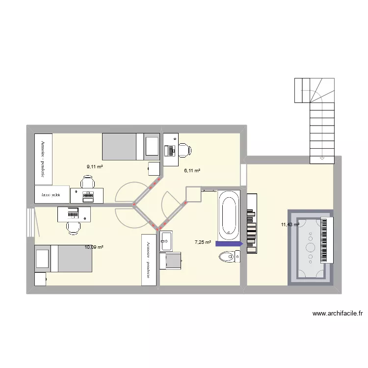 Projection_005. Plan de 5  et 44 m²