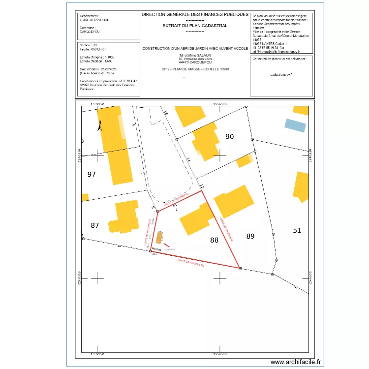 DP 2 ABRI A DEMOLIR REF SALAUN. Plan de 