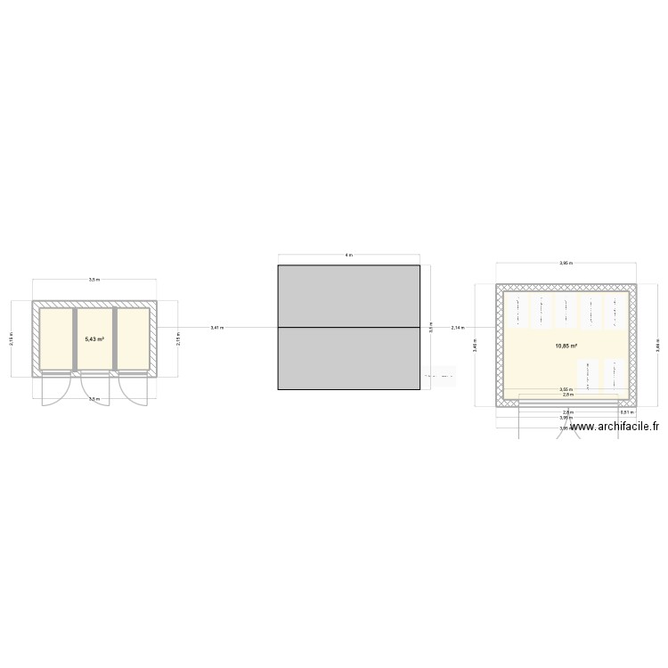 Local poubelles HDV. Plan de 2 pièces et 16 m2