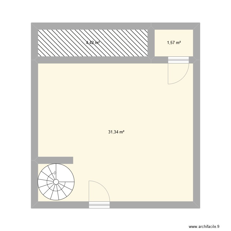 salon. Plan de 3 pièces et 37 m2