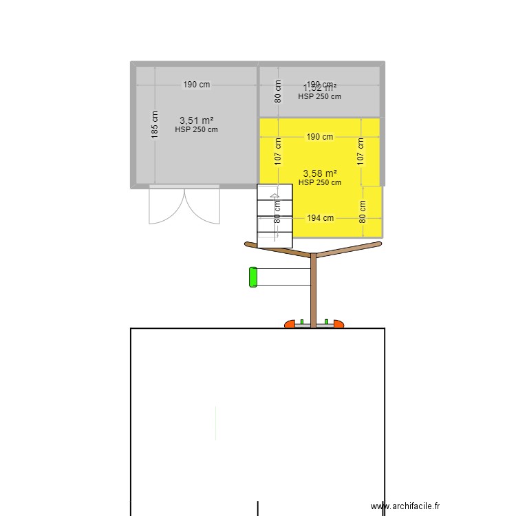 Cabane Paul V1. Plan de 5 pièces et 16 m2