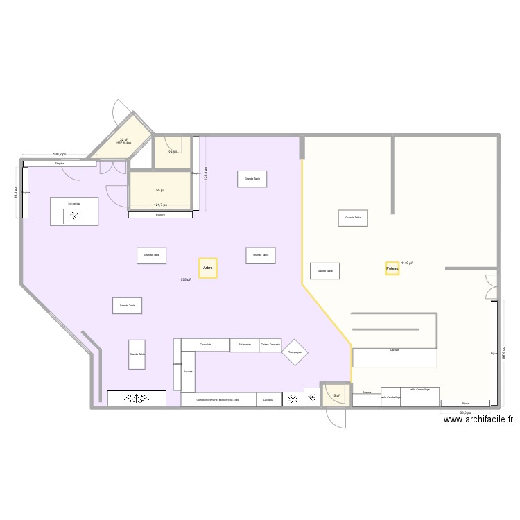 Plan plancher. Plan de 8 pièces et 265 m2