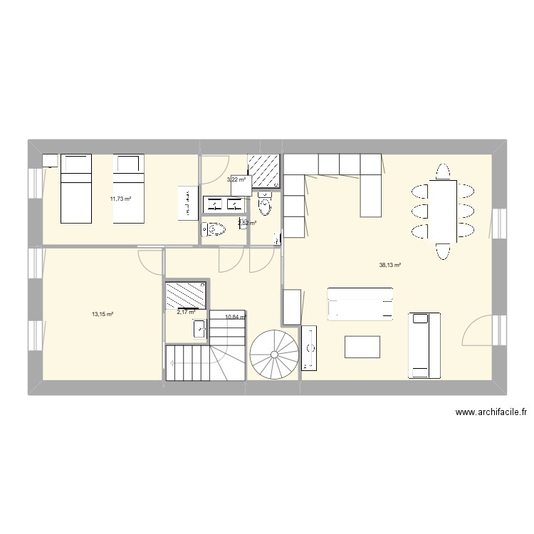 Gambetta. Plan de 7 pièces et 82 m2
