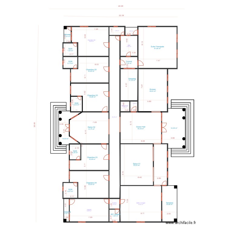 ngak 002. Plan de 41 pièces et 835 m2