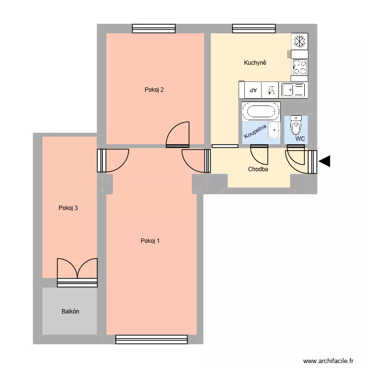 Dlouh&aacute; tř&iacute;da 479, byt 12. Plan de 17 pièces et 186 m²