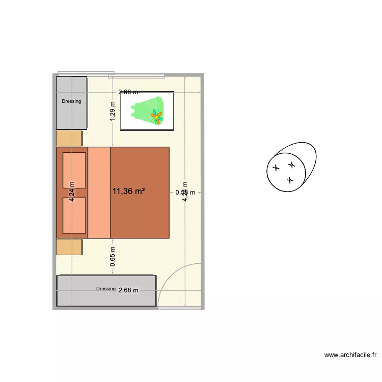 Chambre Parents #5_final. Plan de 1  et 11 m²