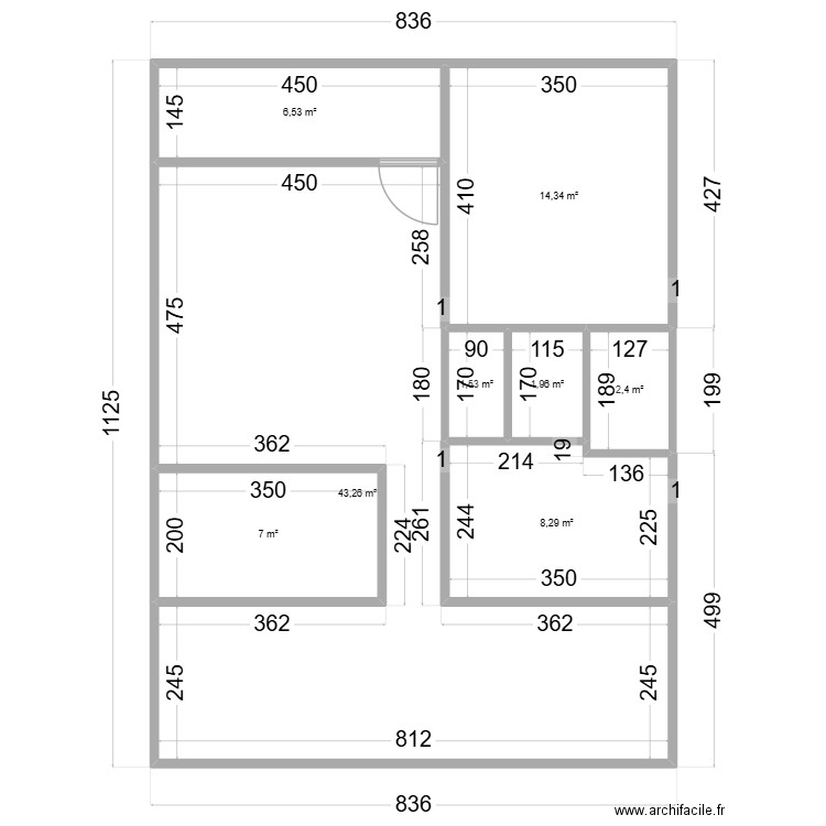 jjjjjjjj. Plan de 8 pièces et 85 m2
