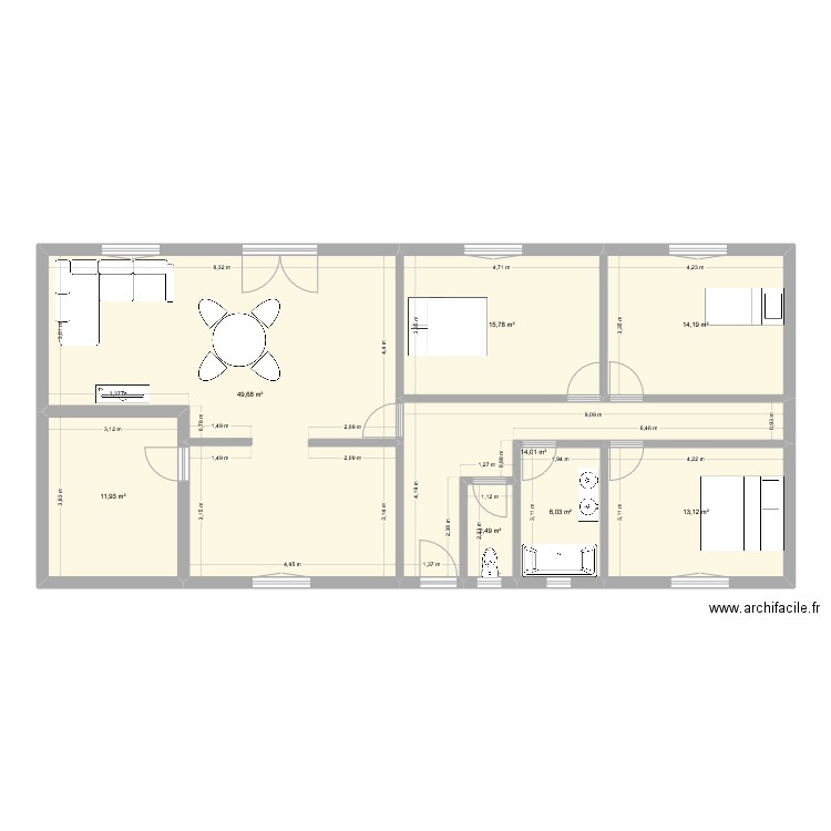 Maison Nico Elo. Plan de 8 pièces et 127 m2