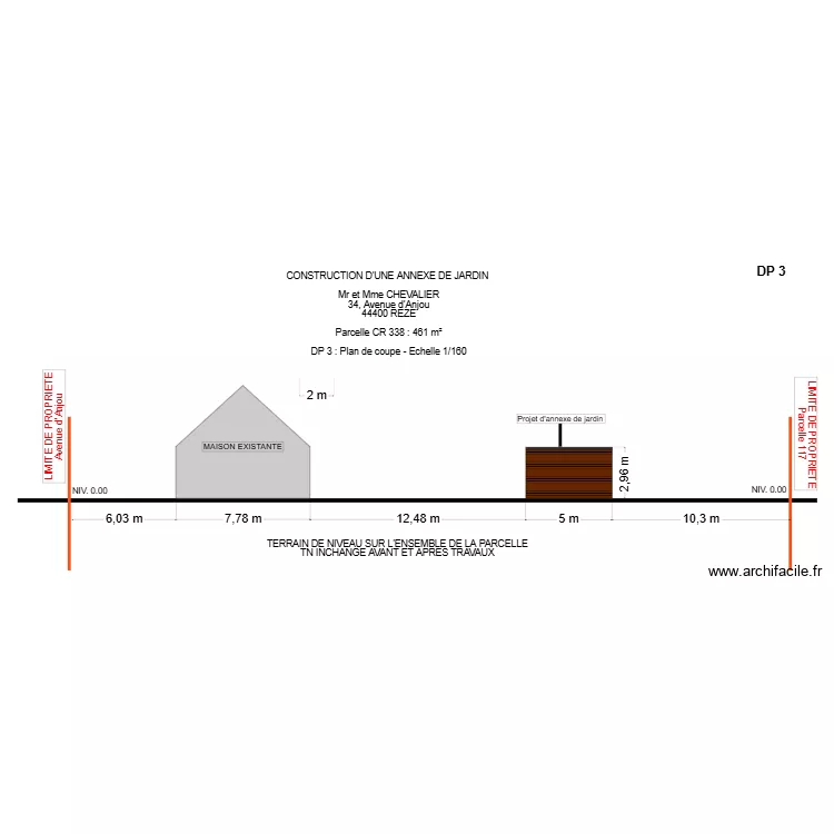 DP 3 CHEVALIER REZE. Plan de 