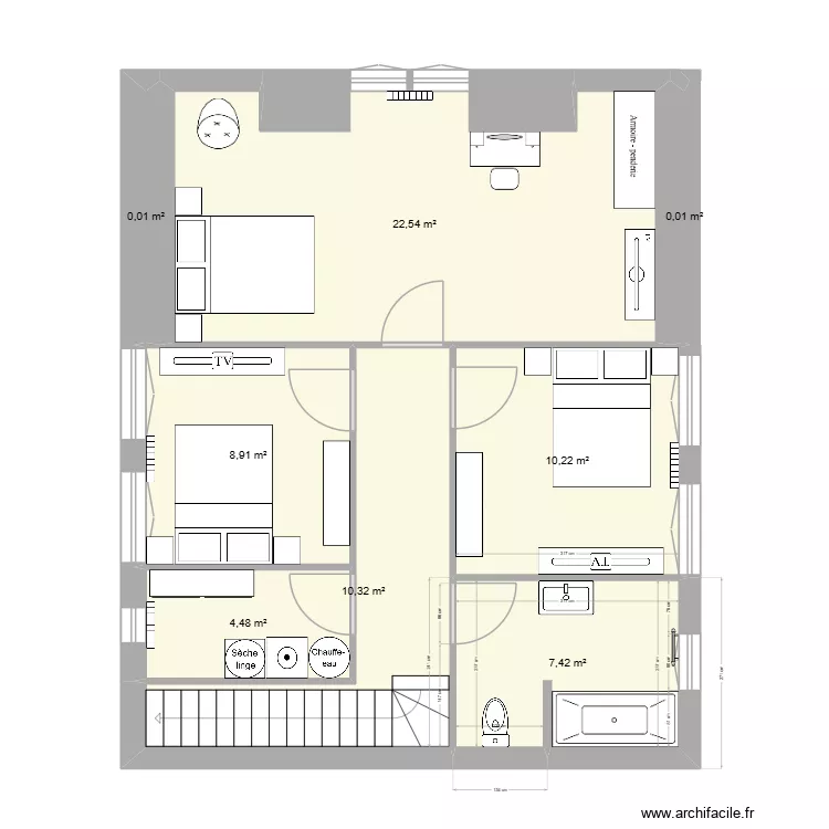 Maison Lesconil 2 étage. Plan de 8 et 64 m² Maison Lesconil 2 étage. Plan de 8 et 64 m²