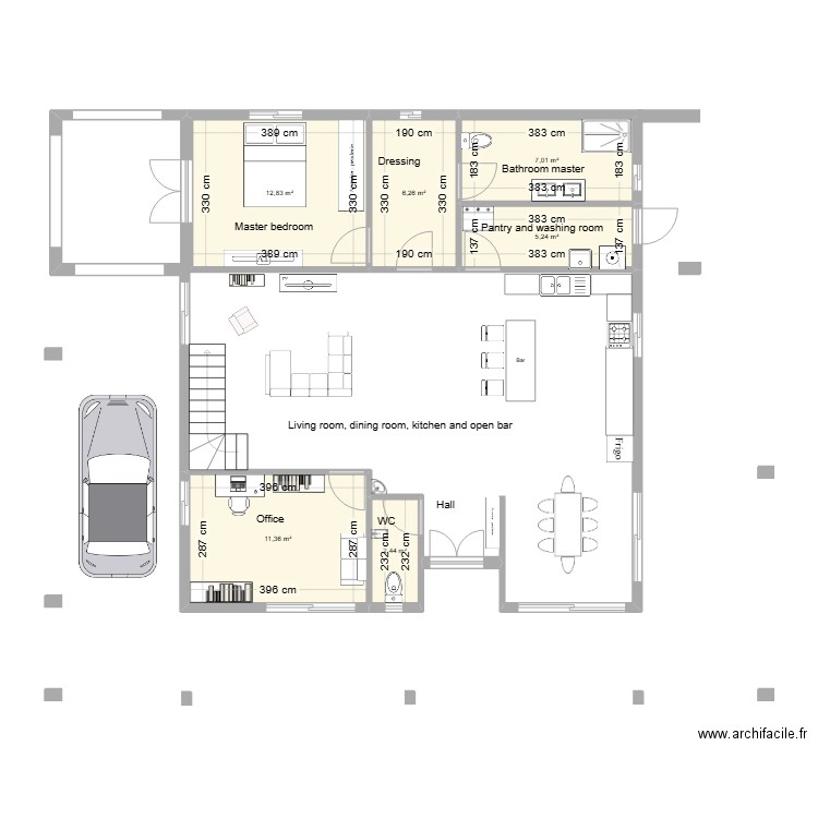 Diani Draft. Plan de 17 pièces et 151 m2