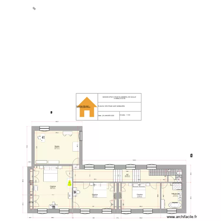 wimille PLAN 1ER ETAGE AVEC MOBILIER . Plan de 