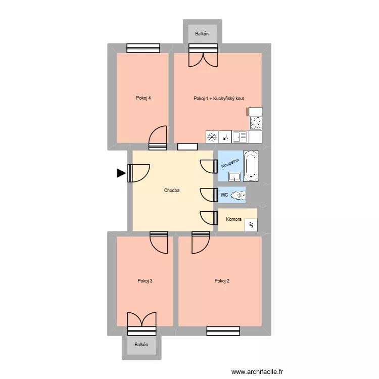 Hlavn&iacute; tř&iacute;da 686, byt 1. Plan de 17 pièces et 198 m²