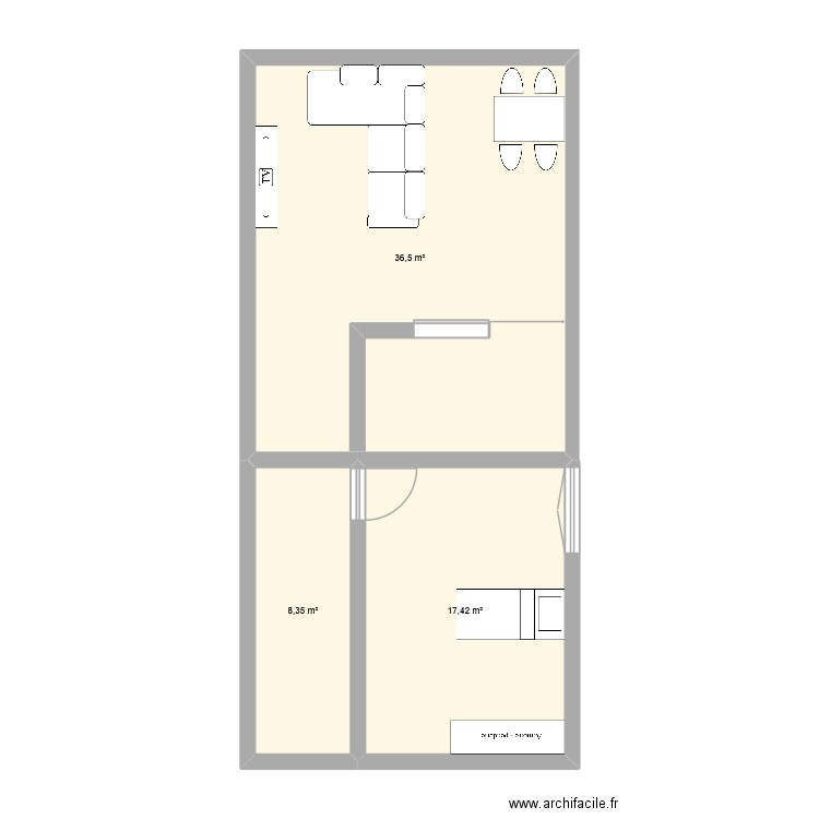 Plan MC. Plan de 3 pièces et 62 m2