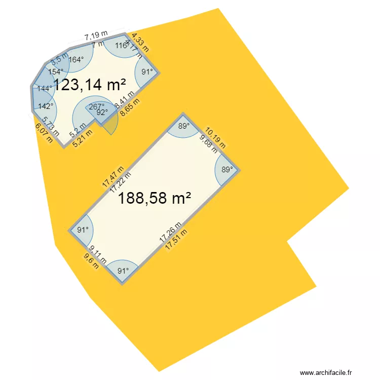 cadastre existant. Plan de 2 pièces et 312 m² cadastre existant. Plan de 2 pièces et 312 m²