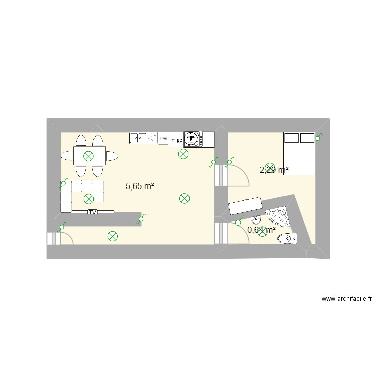 dsfdsfds. Plan de 3 pièces et 9 m2
