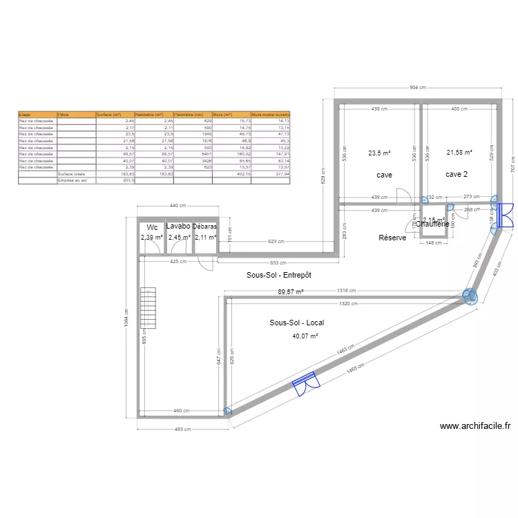 echelle. Plan de 
