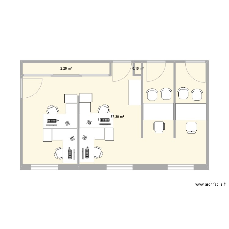 Plan_bureaux_sud_est. Plan de 3 pièces et 40 m2