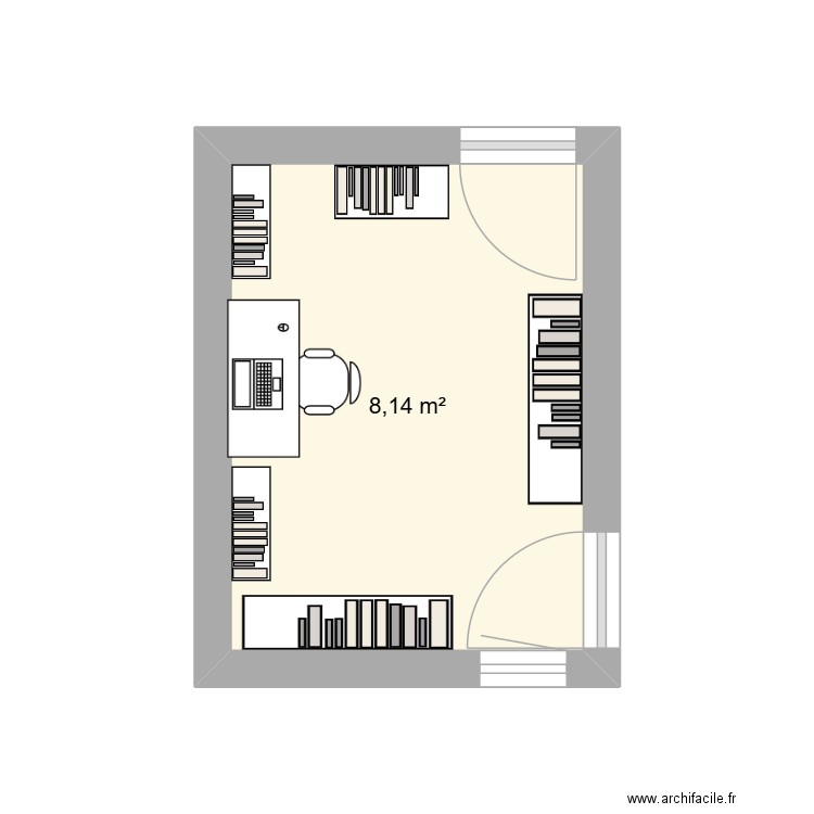 bureau. Plan de 1 pièce et 8 m2
