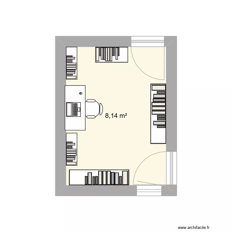 bureau. Plan de 1 pièce et 8 m² bureau. Plan de 1 pièce et 8 m²