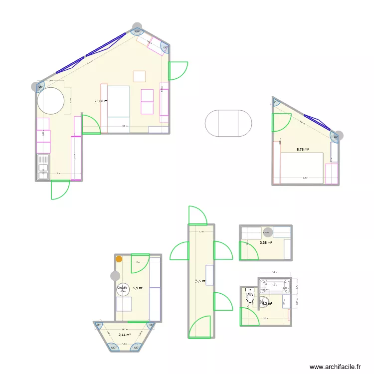 Nouvel appart. Plan de 7 Pièces et 56 m² Nouvel appart. Plan de 7 Pièces et 56 m²