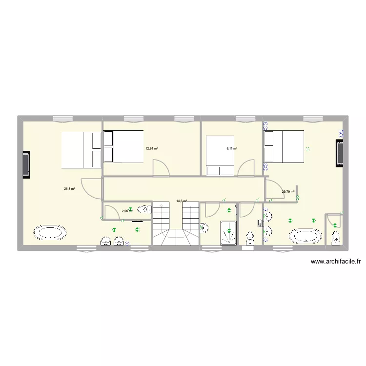 Elec Etage. Plan de 6  et 94 m²