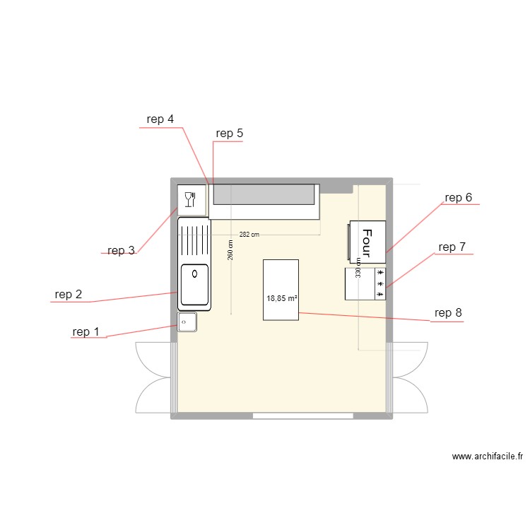 ayze. Plan de 1 pièce et 19 m2