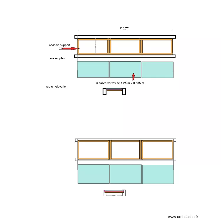 passerelle verre. Plan de 