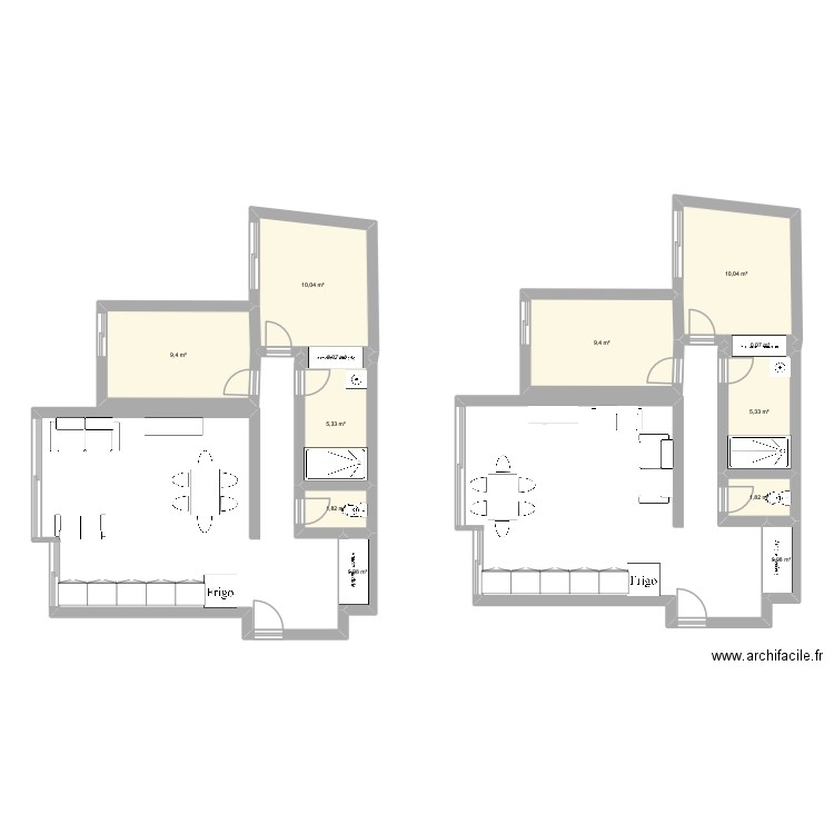 35 QO. Plan de 12 pièces et 55 m2