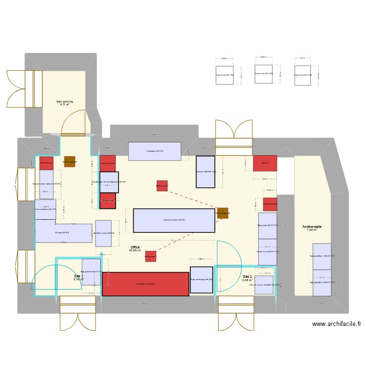Office de restauration - Projet 24-04-2025. Plan de 5 pièces et 62 m2