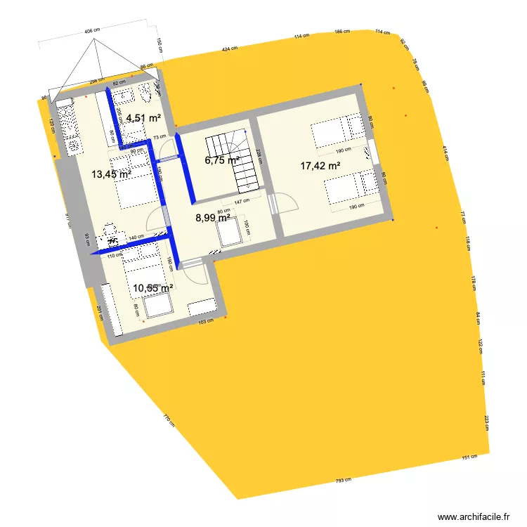 PRIEUX intérieur 1ER studio chez hab. Plan de PRIEUX intérieur 1ER studio chez hab. Plan de