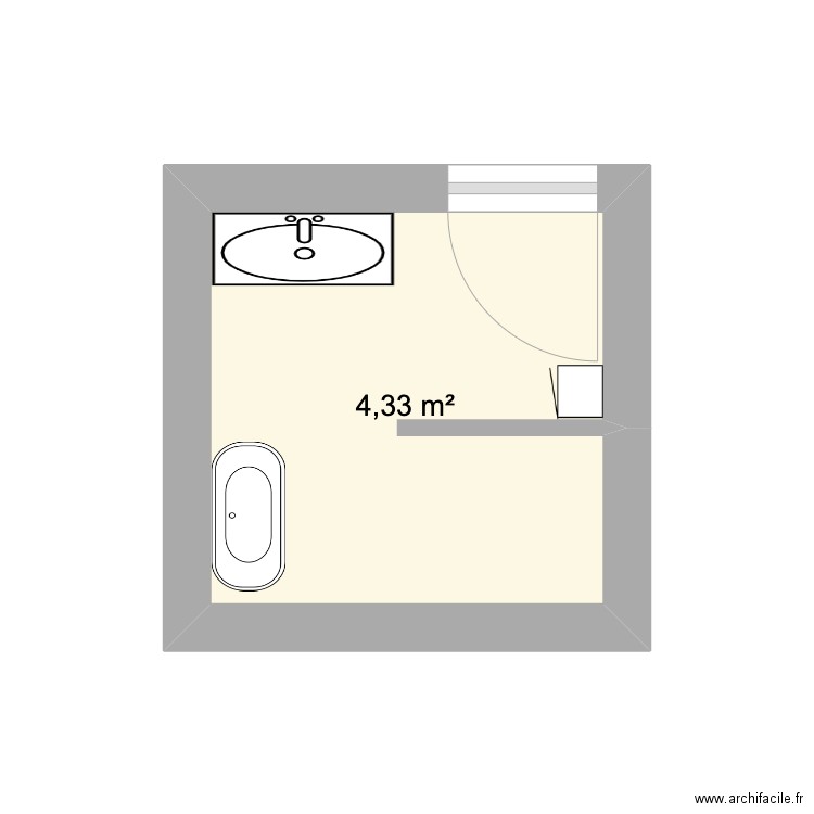 sdb. Plan de 1 pièce et 4 m2