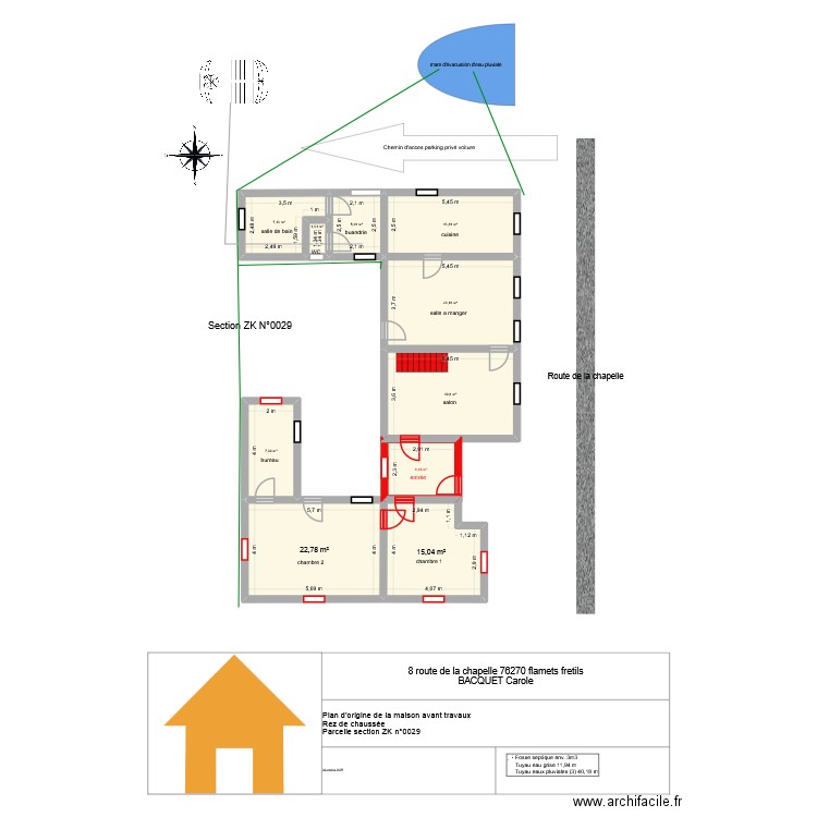 8 route de la chapelle mofication. Plan de 10 pièces et 119 m2