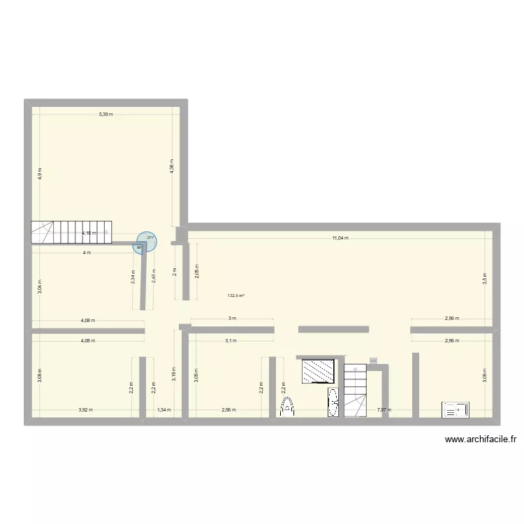 RDC. Plan de 1 et 133 m² RDC. Plan de 1 et 133 m²
