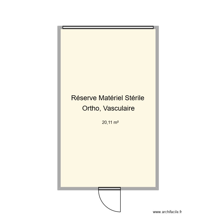 Réserve Matériel Stérile Ortho CHU Helora Mons Kennedy. Plan de 1 pièce et 20 m2