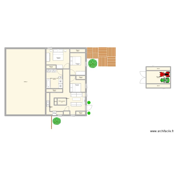 Plan Hugo et Fa Karyt. Plan de 17 pièces et 190 m2