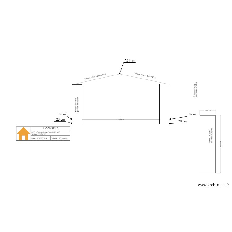 TF plan de coupe avant travaux. Plan de 0 pièce et 0 m2