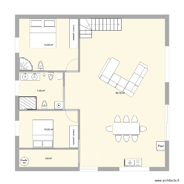 Maison 1. Plan de 5 pièces et 96 m2