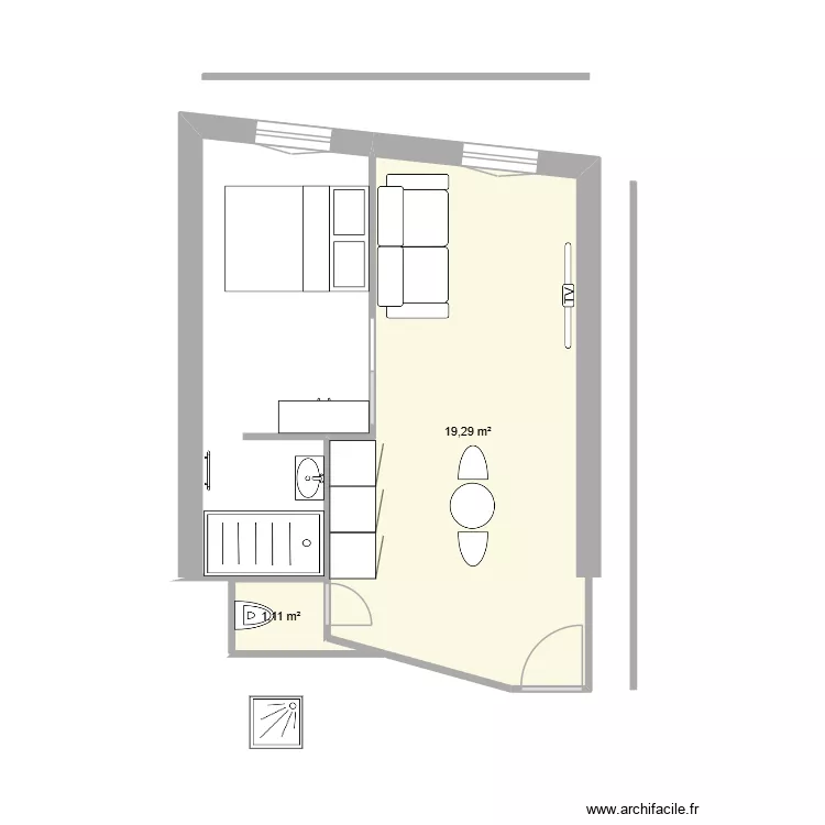 barla 1. Plan de 2  et 20 m²
